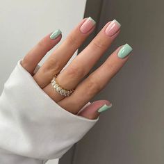 Green Acrylic Nails, Colorful Nails, Short Square Nails, Simple Gel Nails, Casual Nails, Work Nails, Short Square Acrylic Nails, Cute Gel Nails, Nail Swag