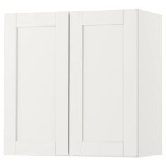 a white kitchen cabinet with two doors