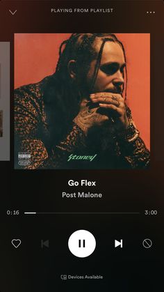 the music player is playing from playlist on an iphone or tablet device, and it's also showing a photo of a man with dreadlock