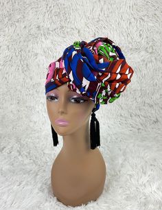 Blue,Brown,White African Head Wraps For Women. Spark up your looks with this beautiful black and gold African Print Head Wrap. This African Print headwrap is big and wide enough to tie any style you want. This Ankara headwrap measures 22 inches by 71 inches.  Please note that this african scarf is NOT Pre-tied. This is a beautiful ad-on to your ward robe. Whether having a bad hair day or you just want to jazz up your looks for a beautiful African accent, you won't be disappointed. This African headwrap makes a great gift idea for birthdays,Weddings,Graduations,Proms and more. This print is 100% cotton. HEADWRAP MEASUREMENTS  CARE INSTRUCTIONS: - Do not bleach. - Handwash with cold and mild soap and follow with hot iron for a scripy look. African Scarf, Ankara Headwrap, Head Wraps For Women, Spark Up, African Head Wraps, Hot Iron, Bad Hair Day, Headdress, Head Scarf