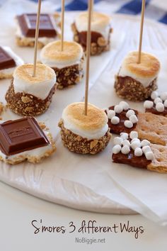 marshmallows, graham crackers and s'mores on a plate