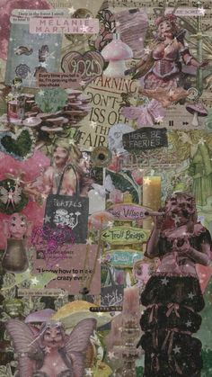 a collage of various images with words and pictures on them, including an angel