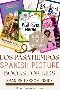 spanish children's books are shown in this poster