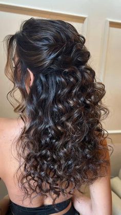 simple updo 🤍 curly hair edit Guest Hair, Ball Hairstyles, Hoco Hairstyles, Wedding Guest Hairstyles, Long Curly