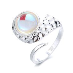 Colorful Pastel Alien Rings - Juneptune Magical Adjustable Silver Crystal Ring, Celestial Style Metal Ring As Gift, Trendy White Crystal Open Ring, Adjustable Magical Round Rings, Modern Adjustable White Crystal Ring, Iridescent Adjustable Mystical Jewelry, Silver Celestial Metal Ring, Adjustable Silver Mystical Crystal Ring, Magical Adjustable Crystal Ring Gift