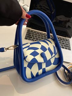 Bag For Love -Checkered Graphic Snap Button Saddle Bag - Women Satchels Product Description Color Blue Strap Type Adjustable Strap Type Double Handle Pattern Type Plaid Style Fashionable Bag Size Small Quantity 1 piece Type Baguette Bag Composition 100% Polyurethane Material PU Leather Size Chart INCH CM Size Bag Width Bag Height Bag Length Strap Length one-size 2.8 5.5 7.1 47.2 Size Bag Width Bag Height Bag Length Strap Length one-size 7 14 18 120 Similar Products h2 { text-align: center; } .re Casual Blue Handheld Satchel, Spring Large Capacity Blue Shoulder Bag, Trendy Blue Shoulder Bag For Daily Use, Blue Top Handle Bag With Hasp Closure, Trendy Blue Shoulder Bag For Shopping, Blue Top Handle Shoulder Bag For Spring, Blue Handheld Bag For Errands, Blue Handheld Satchel For Errands, Blue Trendy Satchel With Large Capacity