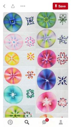 the stickers are all different colors and designs on this sheet of watercolor paper