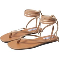 Steve Madden Kanal Flat Sandal Summer Lace-up Sandals With Heel Strap And Square Toe, Brown Lace-up Sandals With Single Toe Strap For Spring, Adjustable Square Toe Sandals For Beach, Square Toe Beige Sandals For Summer, Square Toe Lace-up Sandals For Summer, Beige Square Toe Sandals For Summer, Trendy Lace-up Sandals With Square Toe For Summer, Summer Lace-up Sandals With Square Toe, Square Toe Beach Sandals With Heel Loop