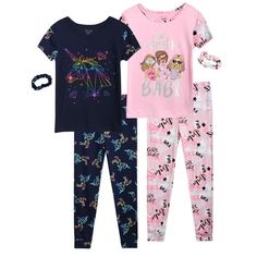 Introducing the Sweet & Sassy Girls' Snug Fit Pajama Set, the perfect blend of comfort and style for your little dreamer. This set includes 2 Snug Fit T-Shirts, 2 Snug Fit Pajama Pants, and 2 matching scrunchies, offering everything she needs for a cozy night's sleep or a fun-filled sleepover with friends. Crafted from super soft materials, these pajamas provide gentle warmth and comfort, ensuring she stays snug all night long. With adorable designs and vibrant colors, she'll love expressing her Sassy Girl, Cute Pajamas, Kids Outfits Girls, Sleep Shirt, Girls Pajamas, Scrunchies, Snug Fit, Pajama Set, Unique Style