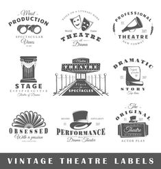 vintage theatre labels and emblems