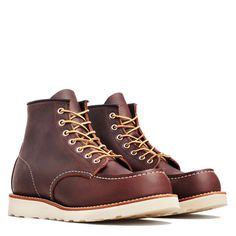 The 8138 is modeled after the original work boot styles that made Red Wing famous. The 6” moc toe style is classic Red Wing work with Briar Oil Slick leather, white Traction Tred sole, triple stitched quality and Goodyear welt construction. Red Wings Boots, Yogi Lifestyle, Wing Boots, Moc Toe Boots, Red Wing Boots, Wing Shoes, Red Wing Shoes, Oil Slick, Work Boot