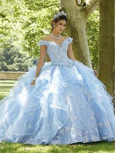 Quinceanera Dress Off Shoulder Appliques Sequins Flowers Party Sweet 16 Gown.  "This pin contains affiliate links, which means I may earn a commission at no cost to you extra for you".   #affiliate #advertising" Sky Blue Quinceanera Dresses, Off Shoulder V Neck, Quincenera Dresses, Quinceñera Dresses, Blue Quince, Quinceanera Dresses Blue, Pretty Quinceanera Dresses, Quince Dress