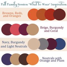 different shades of orange, brown, and burgundy