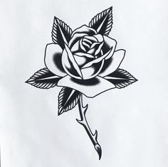 Rose Thorn Tattoo, Old School Rose, Abstract Tattoo Ideas, American Traditional Tattoo Ideas