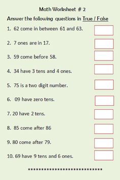 a math worksheet for students to practice numbers and place value on the table