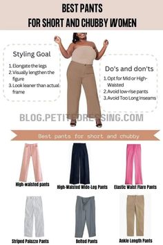 The Pant Guide for Short and Chubby Women Chubby Outfit Ideas, Dress For Chubby Ladies, Outfits For Chubby Girls, Chubby Girl Outfits, Outfits For Short Women, Dress For Chubby, Chubby Style, Outfits For Petite, Fashion Figure