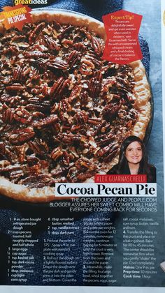 an article in the news about cocoa pecan pie