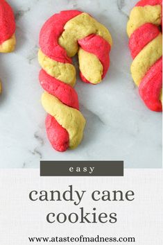 Candy Cane Cookies | A Taste of Madness Candy Cane Cookies Recipe, Simple Cookie Dough Recipe, Chocolate Nutella Cookies, Candy Cane Cookie Recipe, Christmas Cookie Tray, Peppermint Cake, Easy Candy