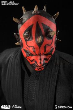 darth maul from star wars the old republic with horns and spikes on his face