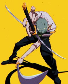 an anime character with two swords in his hands