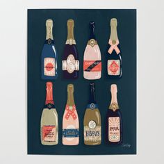 there are many different types of wine bottles on this card, and each one has its own name