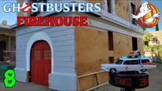 the ghostbuster's firehouse is on display in front of a building