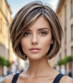 Short Bob With Stacked Back, Bob For 50 Year Old, Short Bob With Fringe Fine Hair, Flipped Up Hairstyles, Short Angled Bob With Bangs, Short Hairstyle Women Thick Hair 2024, Bob Hairstyles 2024, Short Wispy Haircuts, Chin Length Bob Round Face