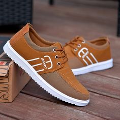 Men’s International Conversion ChartShoe Sizing Sporty Brown Canvas Shoes For Streetwear, Brown Low-top Slip-on Sneakers For Streetwear, Brown Casual Canvas Shoes With Rubber Sole, Casual Brown Canvas Shoes With Rubber Sole, Brown Leather Canvas Shoes Casual Style, Casual Brown Leather Canvas Shoes, Casual Brown Sneakers With Flat Bottom, Casual Brown Canvas Shoes For Spring, Casual Lace-up Slip-ons With White Sole