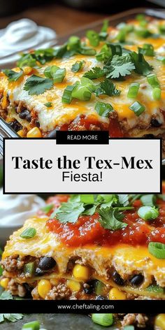 Discover the delicious world of Tex-Mex cuisine with this mouthwatering Tex-Mex Fiesta Bake recipe! This one-pan dish is a perfect blend of seasoned meat, black beans, sweet corn, zesty salsa, and crunchy tortilla chips, all baked to create a hearty and flavorful meal that everyone will love. Ideal for busy weeknights or family gatherings, this recipe is easy to make and even easier to clean up. Click through to explore the full recipe and bring the vibrant flavors of Tex-Mex to your table! Sweet Corn, Tortilla Chips, Tex Mex, Black Beans, Family Gatherings, Corn, Chips, Meat, Black