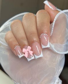 Cali Nails, Bow Nail Designs, Fancy Nails Designs, Summery Nails, Classy Acrylic Nails, Really Cute Nails