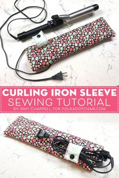 the sewing iron sleeve is being used to sew an electronic device with flowers on it