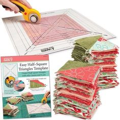 the easy half - square triangles templates are being used to make quilting patterns