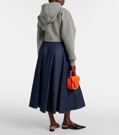 Denim midi skirt in blue - Gucci | Mytheresa Long Skirt 2023, Jacquard Midi Skirt, Gucci Skirt, Gucci Denim, Patent Leather Ballet Flats, Cotton Midi Skirt, Gucci Outfits, Denim Maxi Skirt, Denim Midi Skirt