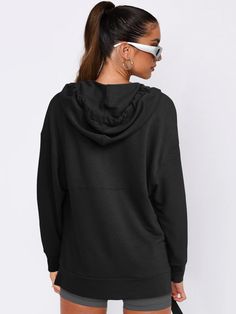 Your new weekend wardrobe! Our Forever Essential Pocketed Cotton Blend Hoodie comes in black. Designed with relax fit and a kangaroo pocket. This hoodie looks fab with jeans or leggings! Size Guide: Model is 5’6” tall, and has a 32.2” bust, 26.2” waist, & 34.8” hips. She is wearing a S / US 4 / AU 8. This jacket is true to size. Material: 65% Polyester 35% Cotton. Feature: Side Pocketed. Hooded. Long Sleeves. Ribbed Edges. Oversized Relax Fit. Not Lined. Care Instructions: Machine wash / Cold hand wash Reindeer Headband, Weekend Wardrobe, Daily Dress, Crop Top Blouse, Black Hoodie, Kangaroo Pocket, New Black, Casual Tops, Size Guide