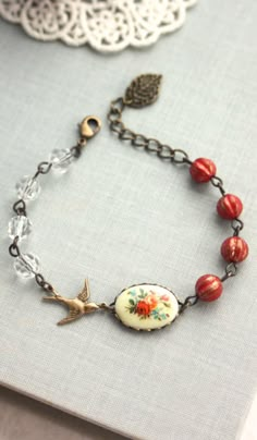 Vintage Floral Bouquet, Bird Bracelet, Jewelry Brands, Repurposed Jewelry, A Bracelet, Vintage Bracelets, Jewelry Creation