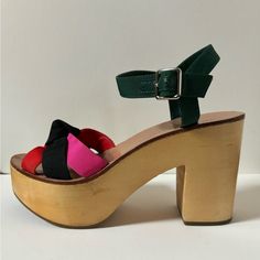 Discontinued 2017 Loeffler Randall ‘Elsa’ Style Wooden Platform Sandals. Platforms Are Real Polished Wood, Leather Interior Of Faille Ribbon Straps, And Buckle Closure. Slight Signs Of Wear As Pictured. Platforms Are 1.75”-3.75” At Heel. There’s No Markings Of Size, But Wearable Area Measures 9.25”, Measuring At Size 7. Elsa Style, Wooden Platform Sandals, Loeffler Randall Shoes, Polished Wood, Wood Polish, Loeffler Randall, Leather Interior, Platform Sandals, Size 7