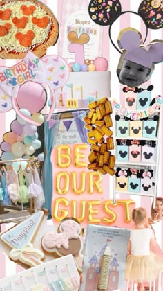 there is a collage with many different items in the photo and it says be our guest