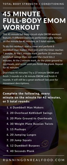 the back of a woman's waist with text that reads, 45 minute bodyweight workout