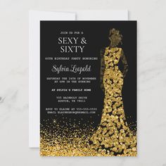 a black and gold birthday party card