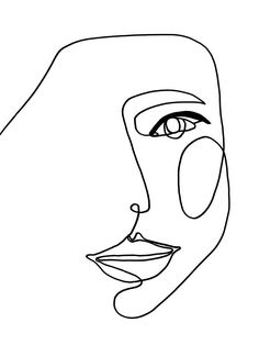 a black and white drawing of a woman's face with half - circle shapes