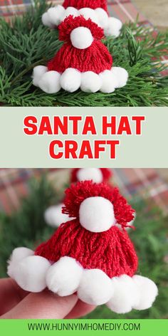 the santa hat craft is made with yarn