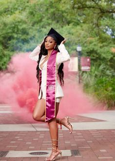 Graduation Outfit Ideas Black Women High School, Formal Dress Graduation Pictures, Senior Picture Ideas Black Women 2023, Outside Graduation Photoshoot, Grad Picture Ideas Black, Graduation Pictures Black Women Outside, Cady Studios Senior Pictures Outfits, Graduation Pictures Ideas Black Women, Graduation Pictures College Ideas