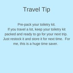 the travel tip is displayed on a blue background