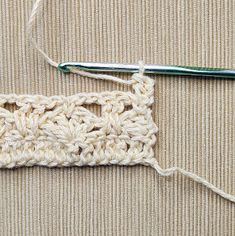 the crochet stitch is being worked on