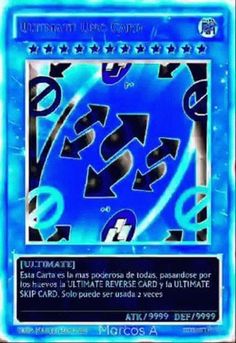 a blue card with black and white symbols on it's front, in the middle of