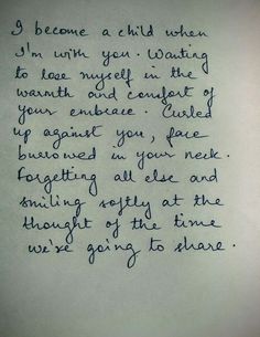 a handwritten poem on white paper with blue ink and writing underneath it, that says i'm not afraid to be a child when