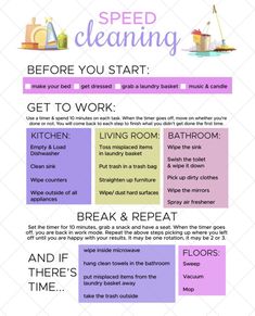 a poster with instructions on how to clean the house