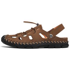 Color: Black,Brown Closure Type: Slip-On Feature: Soft,Slip Resistant,Two-ways Size: US 8,US 9,US 10,US 7.5,US 8.5,US 6.5 Shoes Type: Hand Made Sandals,Beach Sandals Toe Type: Closed Toe Upper Material: Microfiber Outsole Material: Rubber Sandals Beach, Shoe Boot Sandals, Stitching Leather, Brown Sandals, Beach Sandals, Sneaker Heels, Boot Sandals, Types Of Shoes, Black Sandals