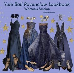 Ravenclaw Inspired Prom Dress, Space Blue Dress, Dark Ball Gown Dress, Cosmic Core Dress, Ravenclaw Aesthetic Dress, Harry Potter Formal Dresses, Yule Ball Dress Ideas Ravenclaw, Ravenclaw Ball Gown, Ravenclaw Prom Dress