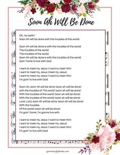 the poem for son and will be done in pink flowers with music notes on it